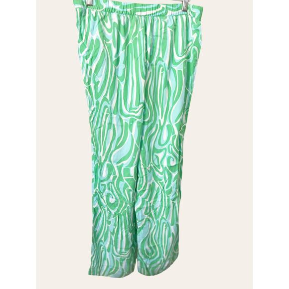 Lilly Pulitzer Cambridge Green Groovy Print Wide Leg Pull-On Palazzo Pant Size S - Picture 2 of 6